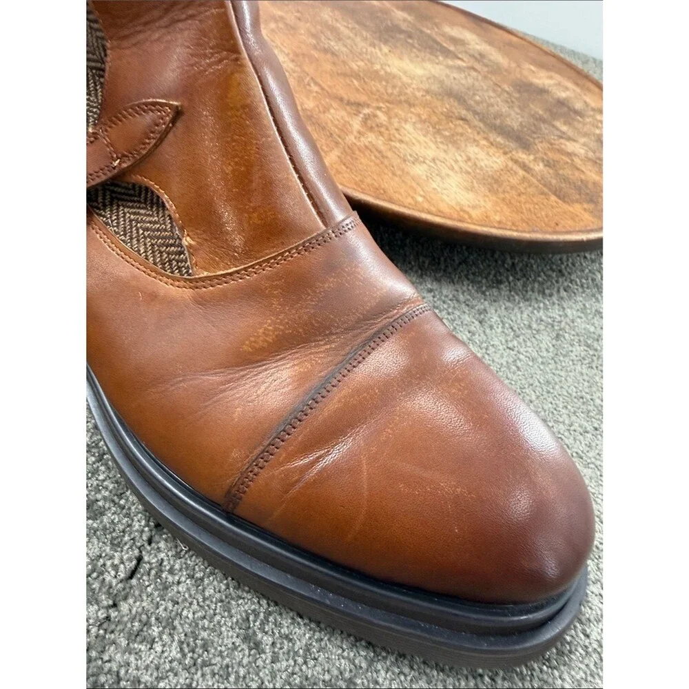 Marc Nolan Boots Mens 11 Grant Bucklet Brown Leather Tweed Preppy Academia